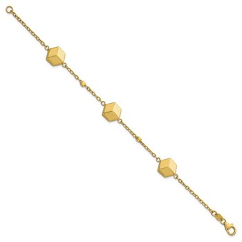 Herco 14K Polished Cube Station 7.75 Inch Cable Bracelet — alternate view