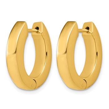 Herco 14K Handmade Polished 4.0mm Hinged Oval Hoop Earrings — alternate view
