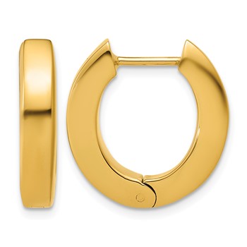 Herco 14K Handmade Polished 4.0mm Hinged Oval Hoop Earrings