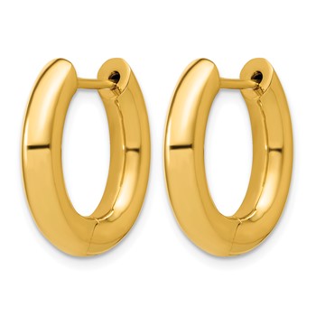 Herco 14K Handmade Polished 4.0mm Round Tube Hinged Hoop Earrings — alternate view