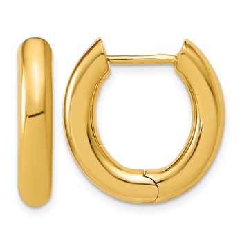 Herco 14K Handmade Polished 4.0mm Round Tube Hinged Hoop Earrings