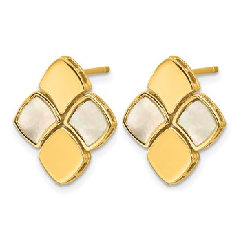 Herco 14K Polished and Satin Scalloped Mother of Pearl Post Dangle Earrings — alternate view