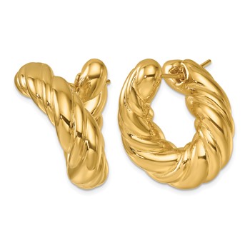 Herco 14K Polished and Curved Twist Oval Hoop Earrings — alternate view