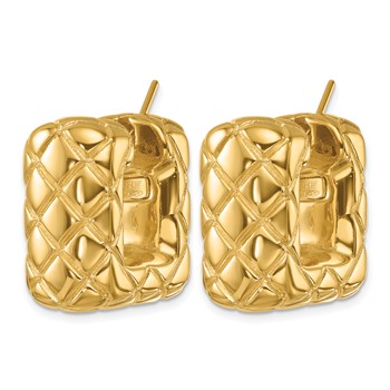 Herco 14K Polished and Grooved Criss-cross Square Hoop Earrings — alternate view