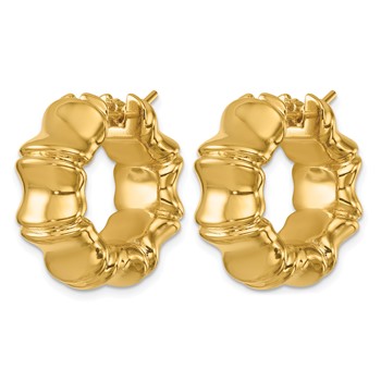 Herco 18K Polished Bamboo Round Hoop Earrings — alternate view