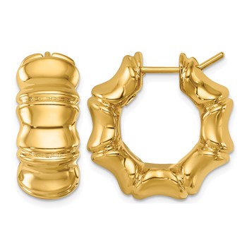 Herco 18K Polished Bamboo Round Hoop Earrings