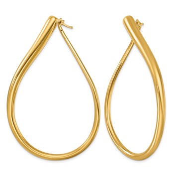 Herco 14K Polished Wavy Teardrop Hoop Earrings — alternate view