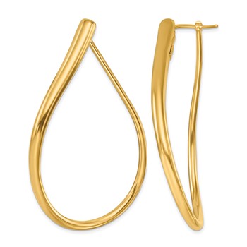 Herco 14K Polished Wavy Teardrop Hoop Earrings