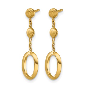 Herco 14K Polished and Brushed Oval Post Dangle Earrings — alternate view