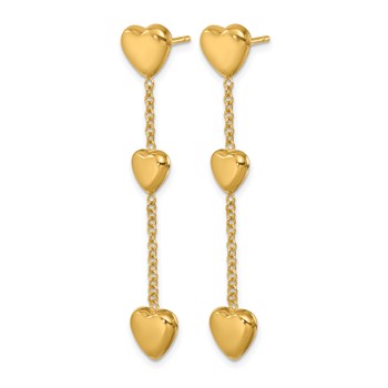Herco 14K Polished Triple Heart Post Dangle Earrings — alternate view