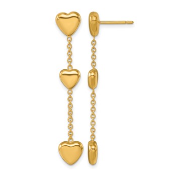 Herco 14K Polished Triple Heart Post Dangle Earrings