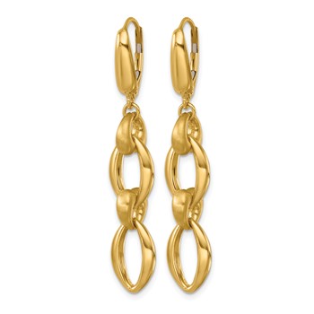Herco 14K Polished and Satin Fancy Oval Link Leverback Dangle Earrings — alternate view