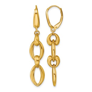 Herco 14K Polished and Satin Fancy Oval Link Leverback Dangle Earrings