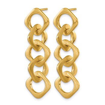 Herco 14K Polished and Satin Fancy Square Link Post Dangle Earrings — alternate view