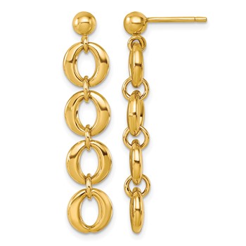 Herco 14K Polished Round Link Post Dangle Earrings