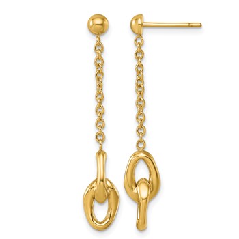 Herco 14K Polished Double Link Post Dangle Earrings