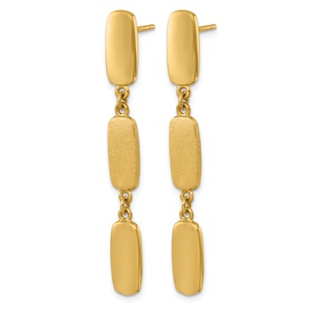 Herco 14K Polished and Satin Rectangular Link Post Dangle Earrings — alternate view