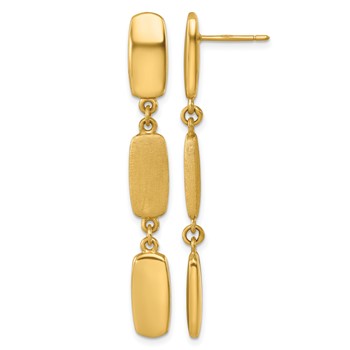 Herco 14K Polished and Satin Rectangular Link Post Dangle Earrings