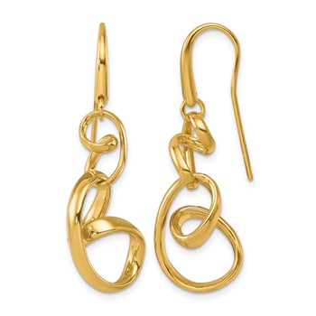 Herco 14K Polished Fancy Contemporary Swirl Shephard Hook Dangle Earrings