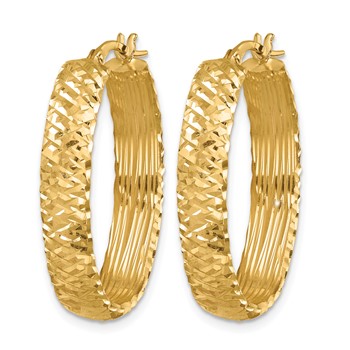 Herco 14K Polished and Diamond-cut In and Out Oval Hoop Earrings — alternate view