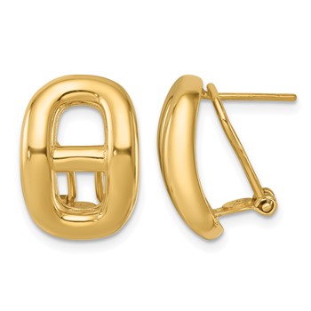 Herco 14K Polished Anchor Link Post Omega Back Earrings