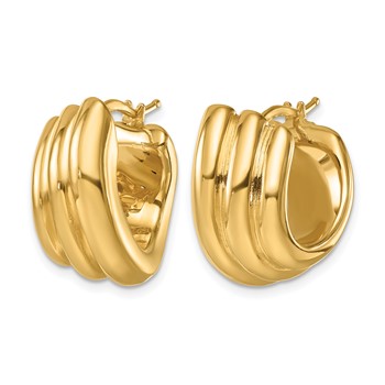 Herco 14K Polished and Grooved Fancy Round Hoop Earrings — alternate view