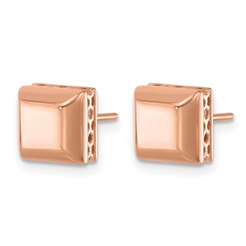 Herco 14K Rose Gold Polished Beveled Edge Square Post Earrings — alternate view