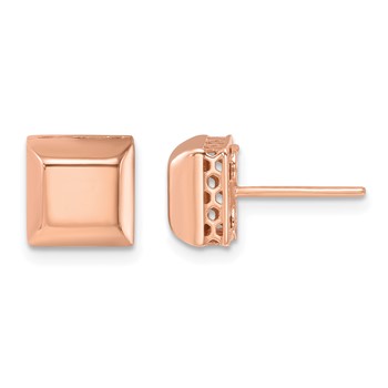 Herco 14K Rose Gold Polished Beveled Edge Square Post Earrings