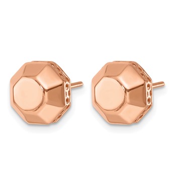 Herco 14K Rose Gold Polished Beveled Edge Octagon Post Earrings — alternate view