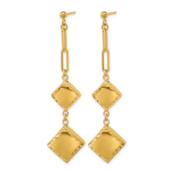 Herco 14K Polished and Diamond-cut Fancy Paperclip Chain Post Dangle Earrings — alternate view