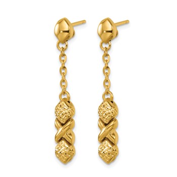 Herco 14K Polished and Diamond-cut Fancy XO Post Dangle Earrings — alternate view