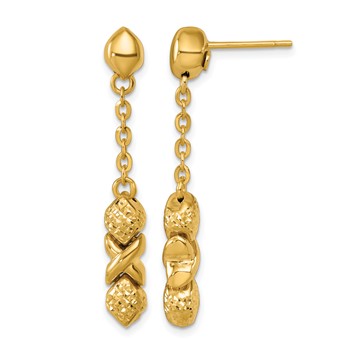 Herco 14K Polished and Diamond-cut Fancy XO Post Dangle Earrings