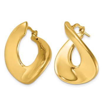 Herco 14K Polished and Twisted Oval Hoop Earrings — alternate view