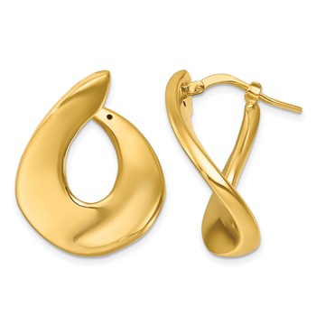 Herco 14K Polished and Twisted Oval Hoop Earrings