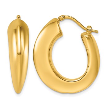 Herco 14K Polished and Knife Edge Graduated Oval Hoop Earrings