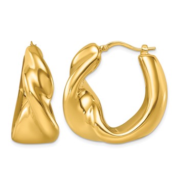 Herco 14K Polished and Half Twisted Round Hoop Earrings