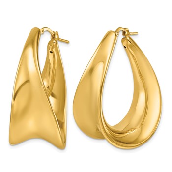 Herco 14K Polished Fancy Contoured Oval Hoop Earrings — alternate view