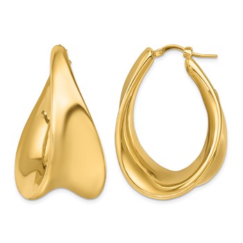 Herco 14K Polished Fancy Contoured Oval Hoop Earrings