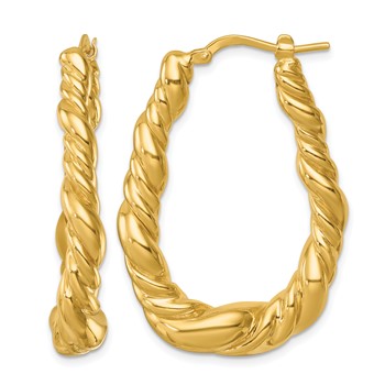 Herco 14K Polished and Twisted Teardrop Hoop Earrings