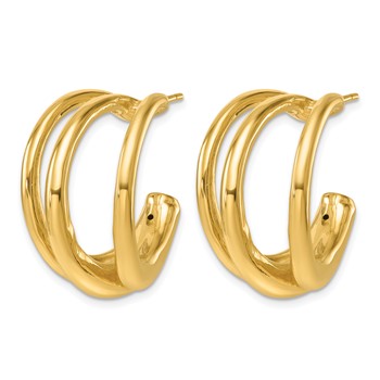 Herco 14K Polished Fancy Triple Wire C-Hoop Post Earrings — alternate view