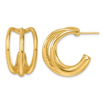 Herco 14K Polished Fancy Triple Wire C-Hoop Post Earrings