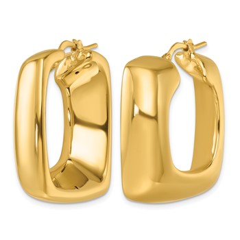 Herco 14K Polished Fancy Puffed Square Hoop Earrings — alternate view