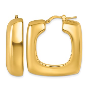 Herco 14K Polished Fancy Puffed Square Hoop Earrings
