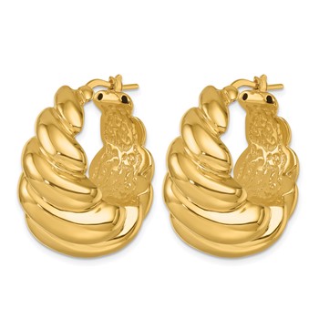 Herco 14K Polished and Grooved Graduated Round Hoop Earrings — alternate view