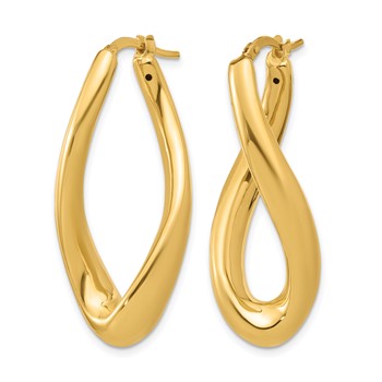Herco 14K Polished and Twisted Oval Hoop Earrings — alternate view