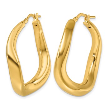 Herco 14K Polished Wavy Round Hoop Earrings — alternate view