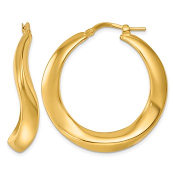 Herco 14K Polished Wavy Round Hoop Earrings