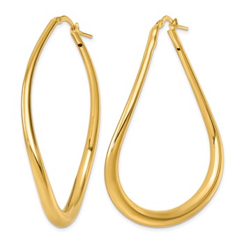 Herco 14K Polished Wavy Teardrop Hoop Earrings — alternate view