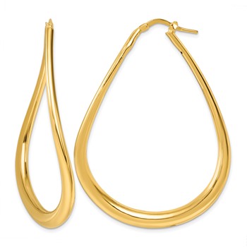 Herco 14K Polished Wavy Teardrop Hoop Earrings