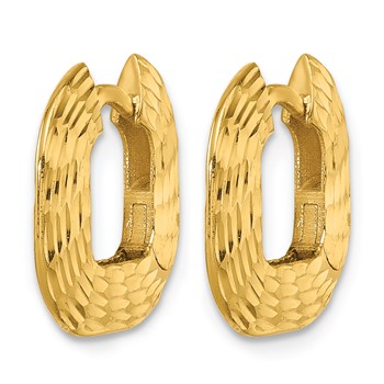 Herco 14K Polished and Diamond-cut Solid Wide Square Hinged Hoop Earrings — alternate view